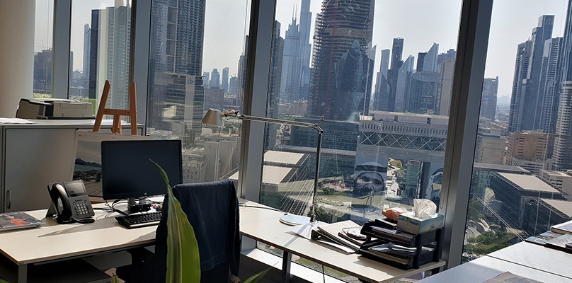 This picture shows a view of the city from the Office in Dubai. 