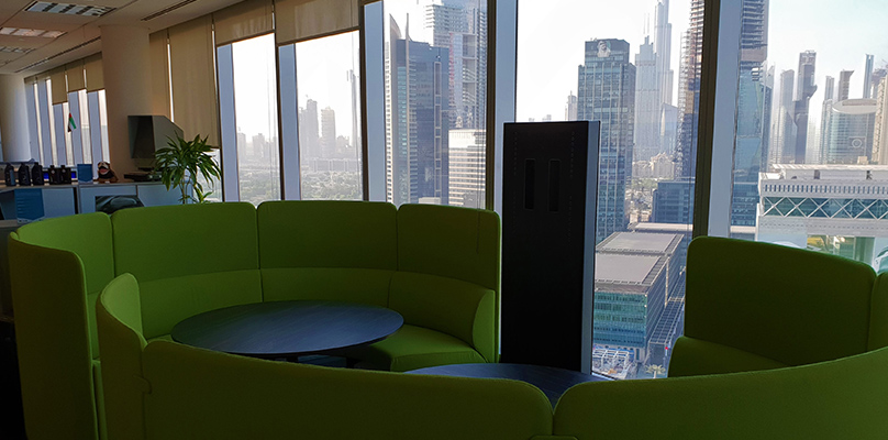 The picture shows the interior and view from our BMW office in Dubai.