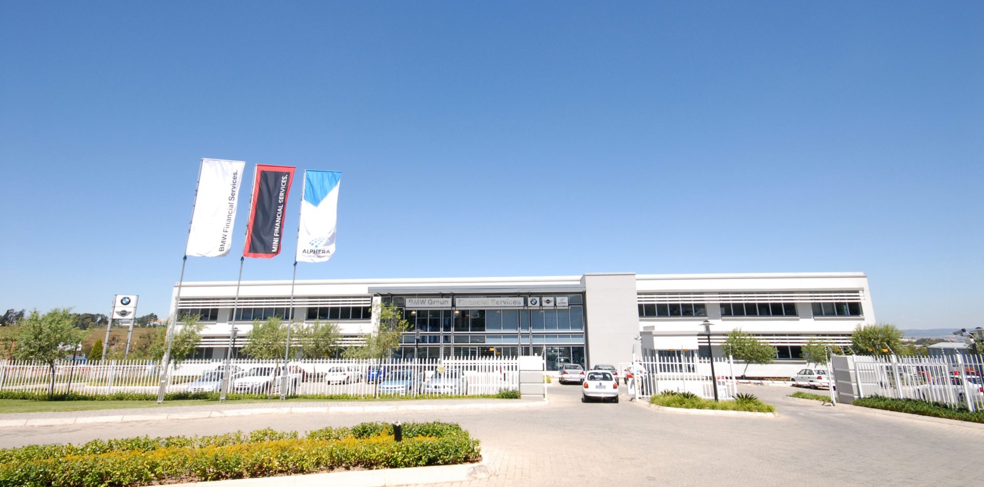 This picture shows an Exterior view of the BMW Group Financial Services in Midrand.