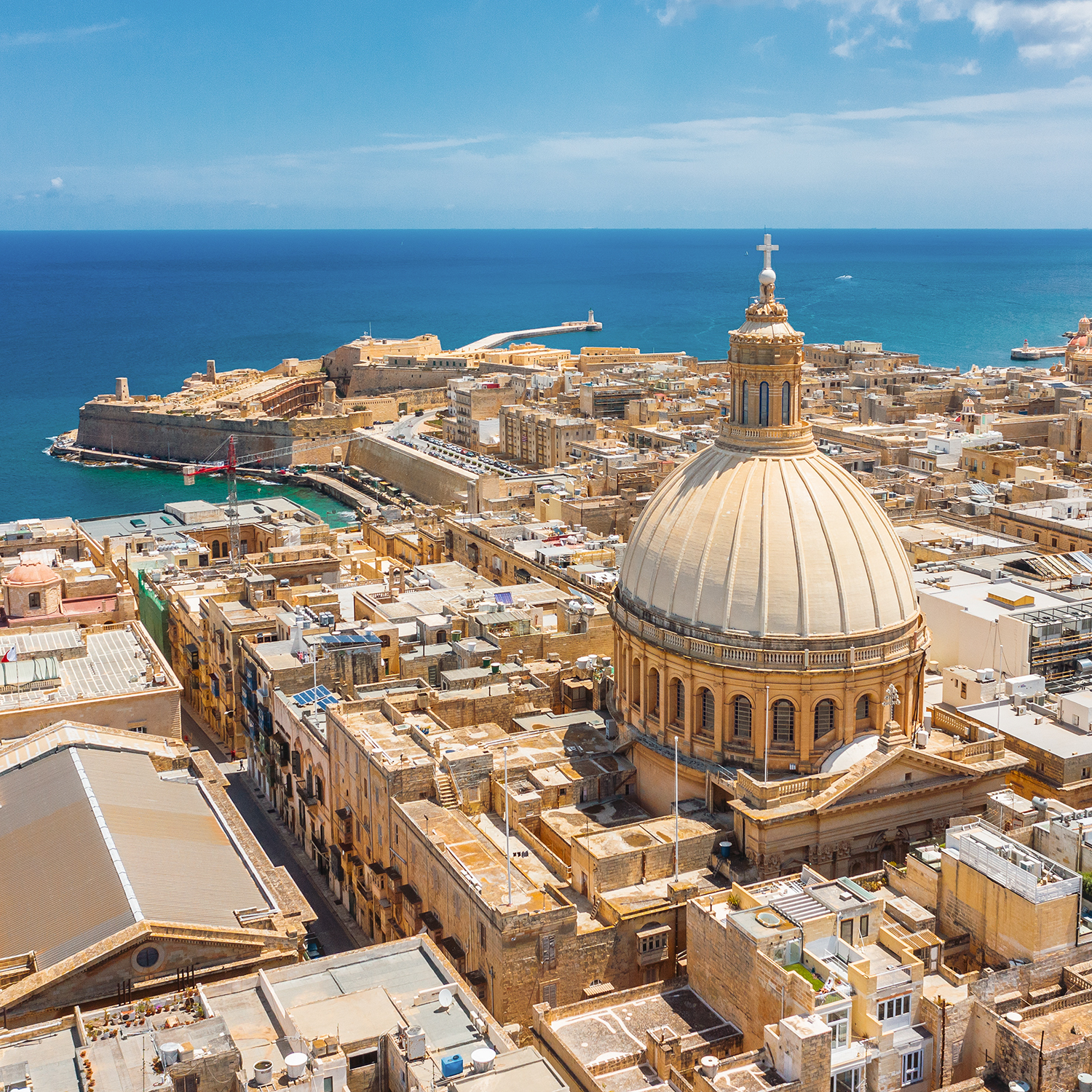Aerial view of Valletta, Malta.