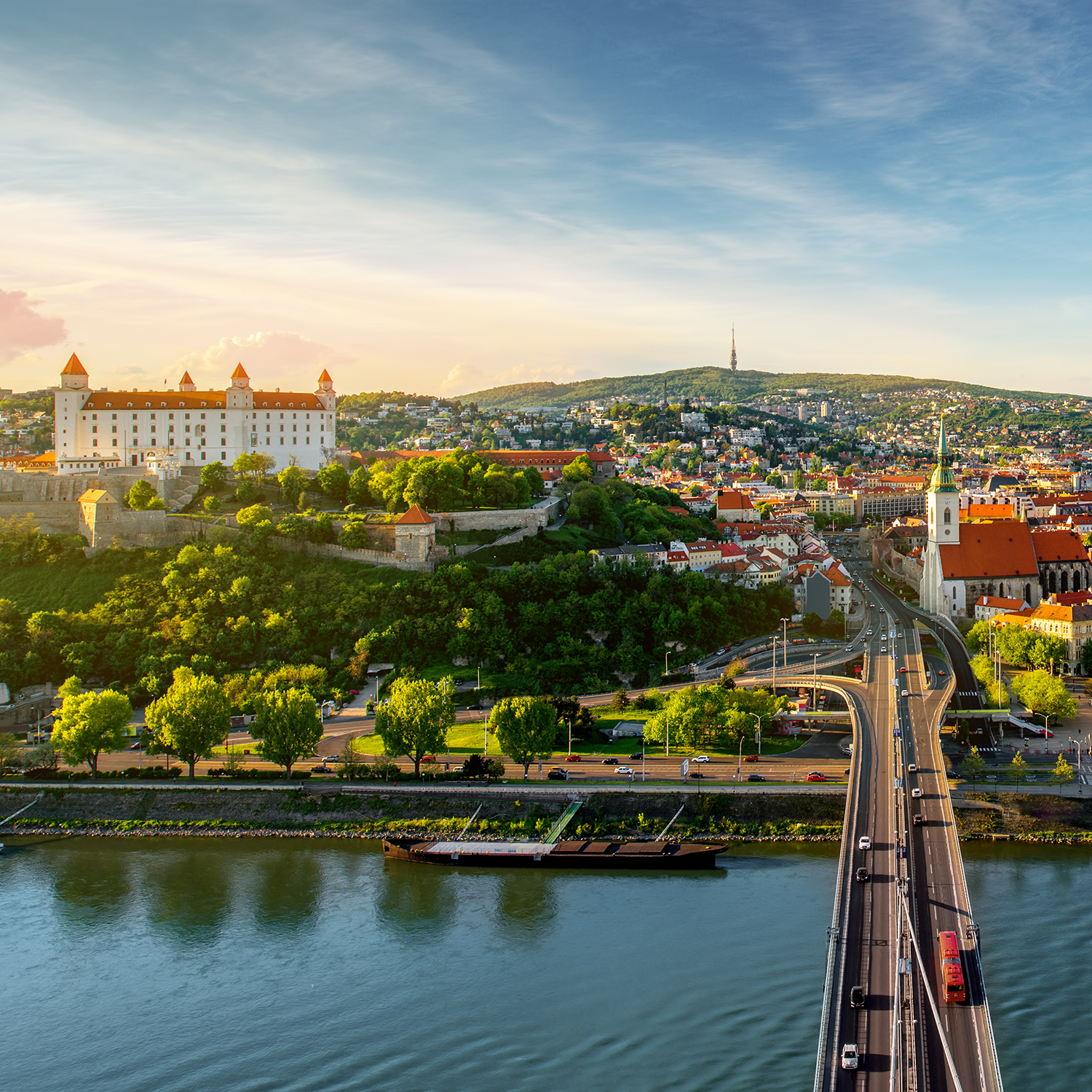 Aerial view of Bratislava, Slovakia.