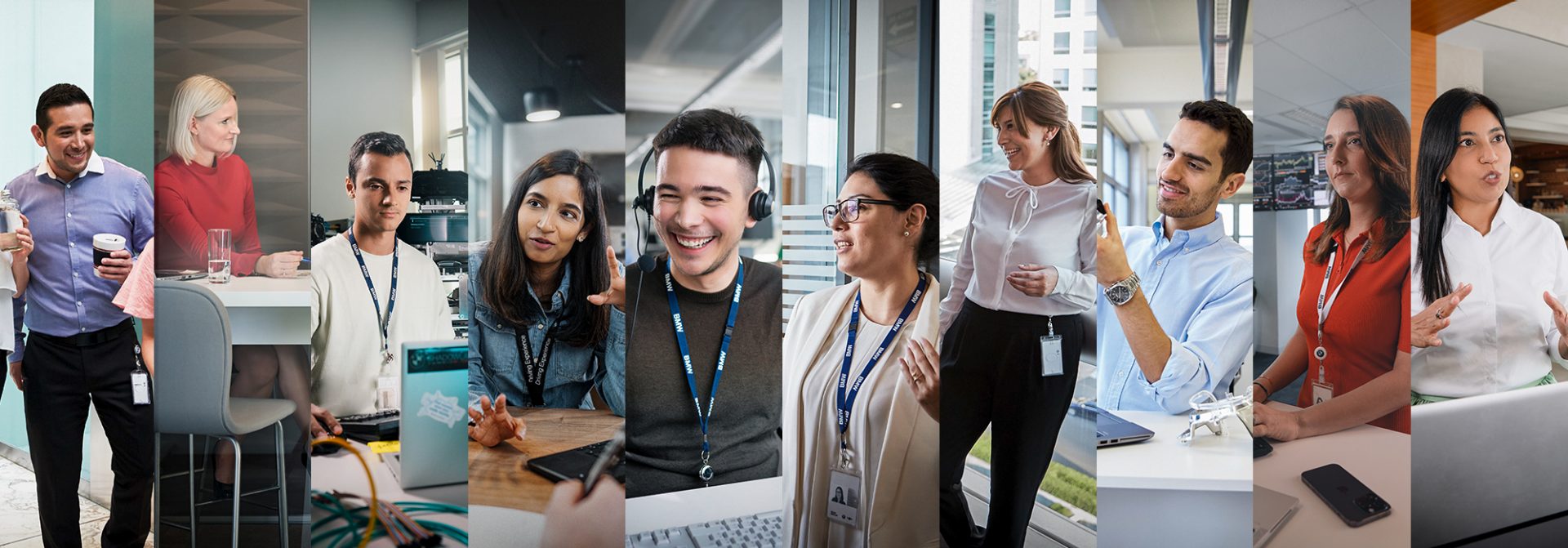 Various pictures of BMW Group employees.