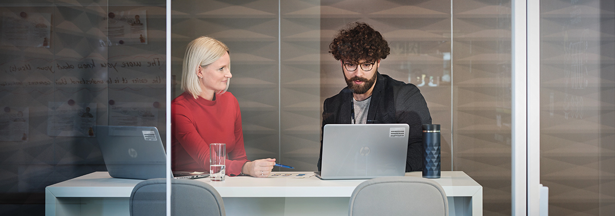 Two people having a meeting