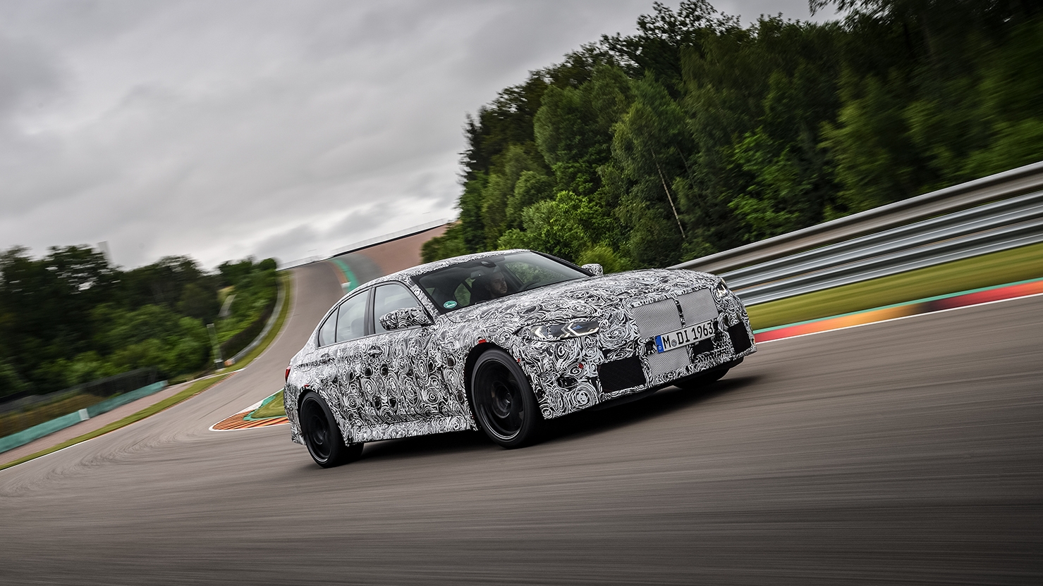 Car on the test track in Miramas, France.