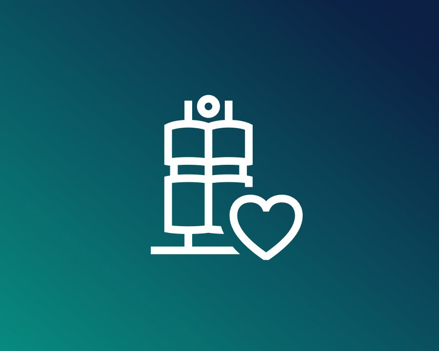 Icon shows BMW headquarter building and a heart