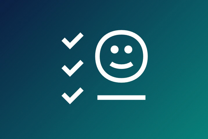 Icon showing a checklist with a happy similey