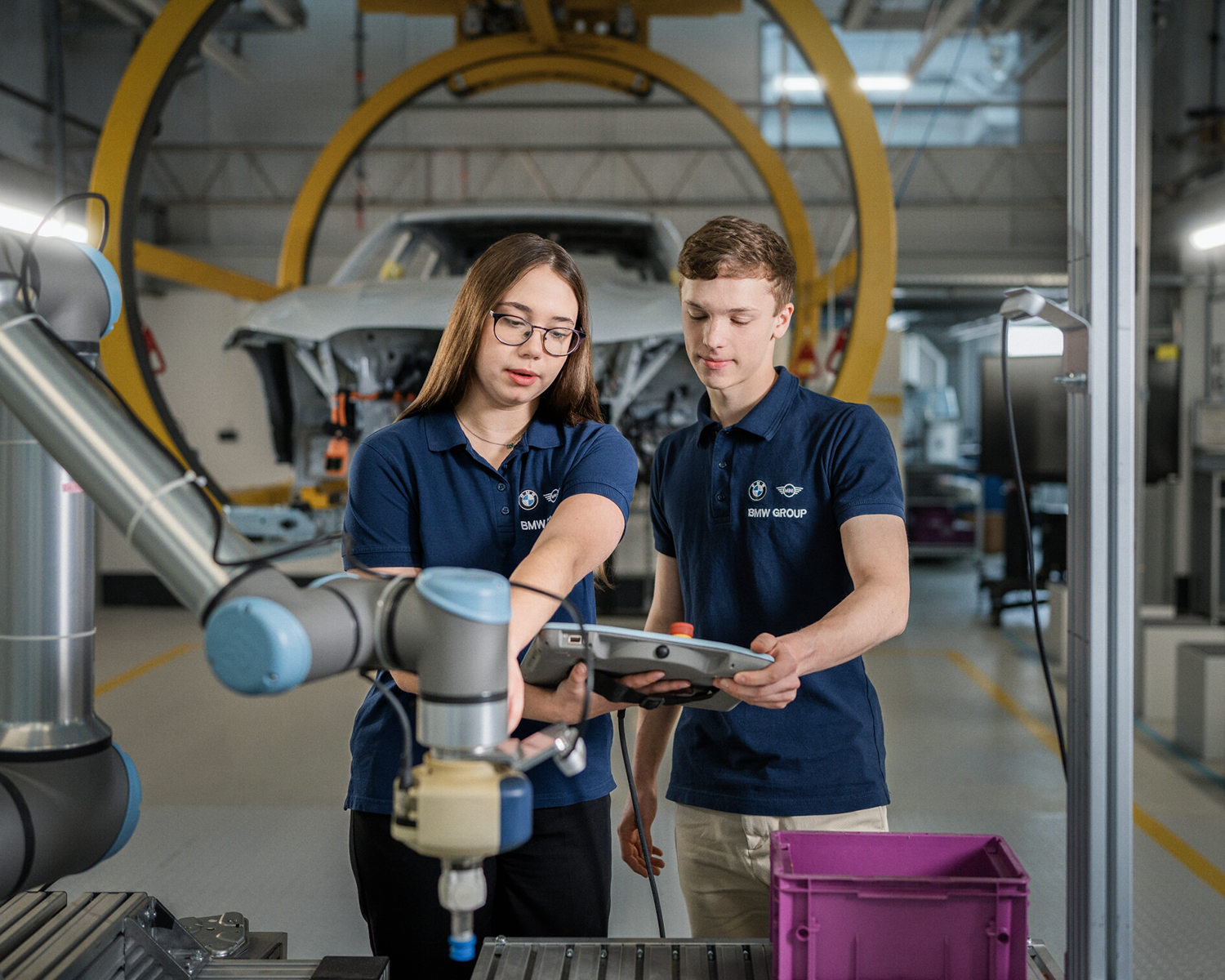 A young man working during his apprenticeship at BMW Group UK