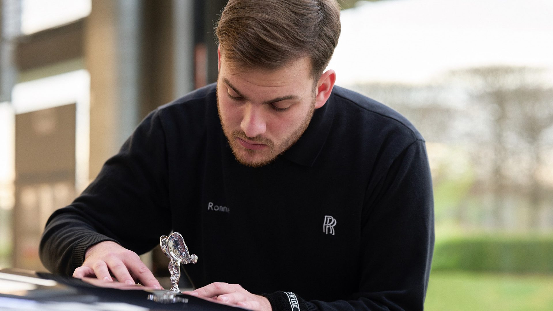Ronnie working on a Rolls Royce