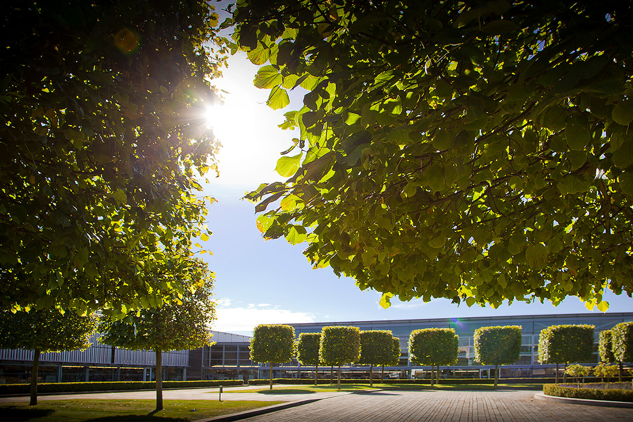 View of the Rolly-Royce Motor cars offices in Goodwood.