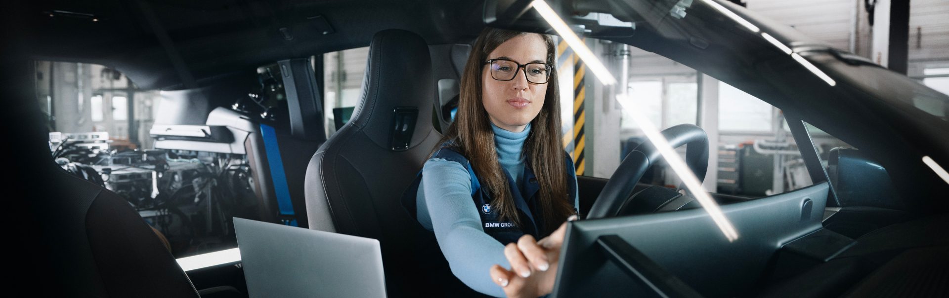 BMW Group engineer during testing work on a vehicle manufactured at the BMW Group plant in Debrecen.