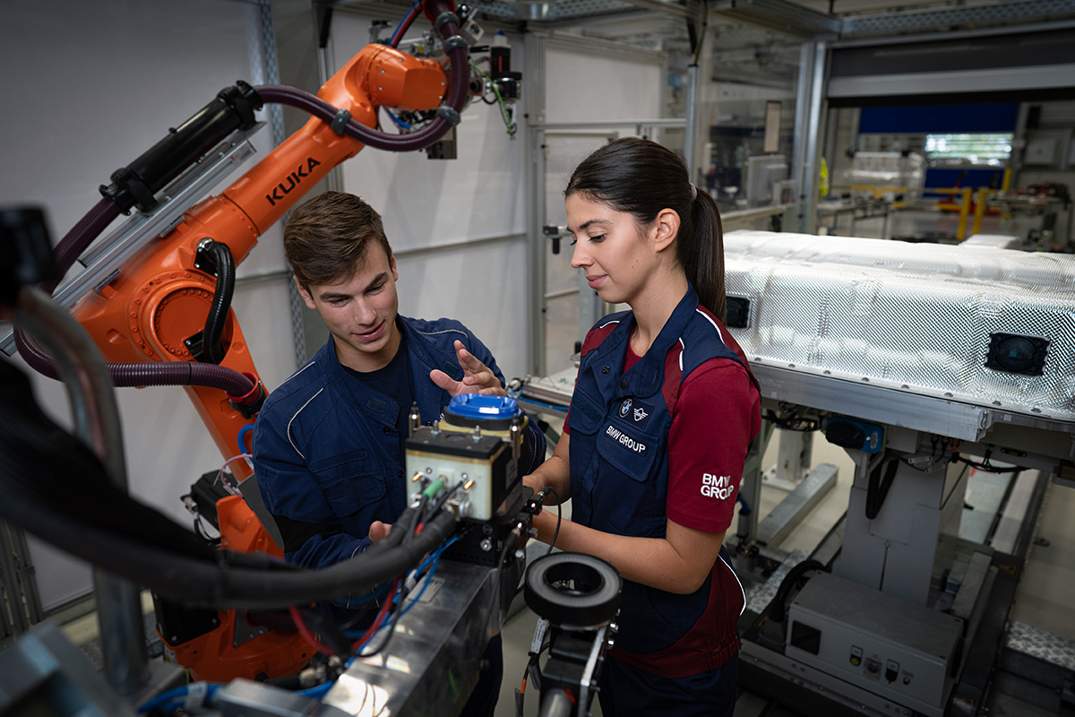 Electrician working with a robot