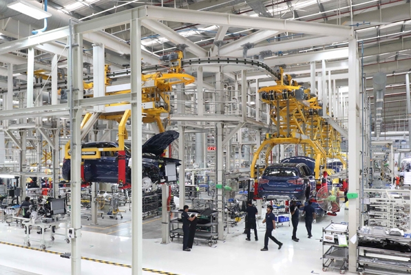Production line in BMW Plant Chennai