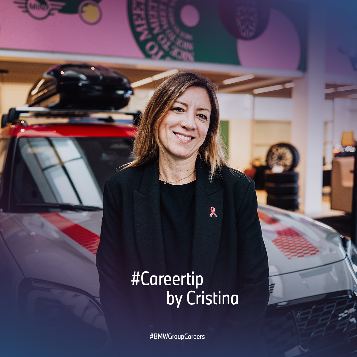BMW Group employee Cristina in front of a MINI Countryman