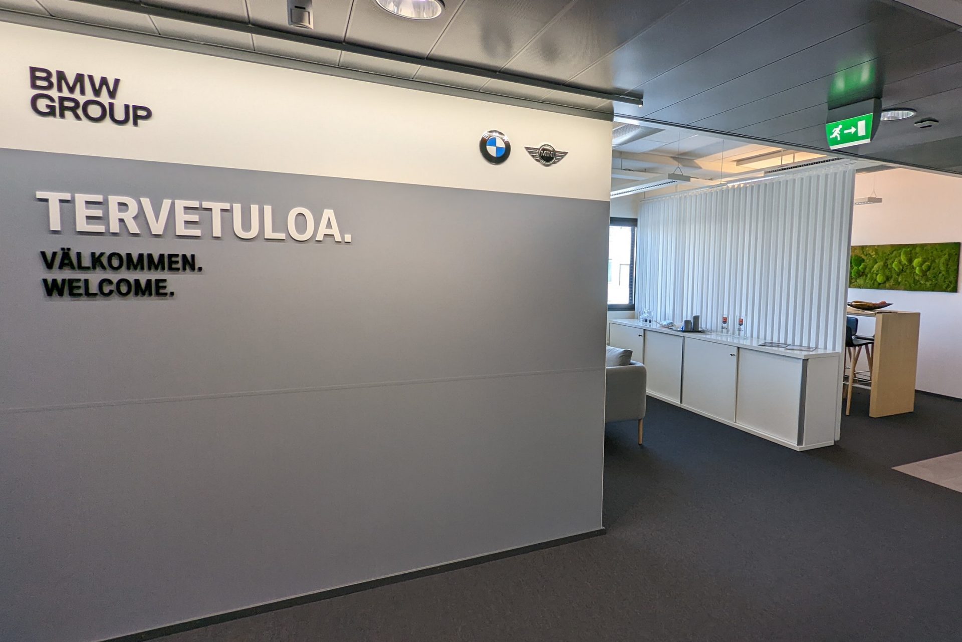 This picture shows the interior-view of a BMW office in Finland.