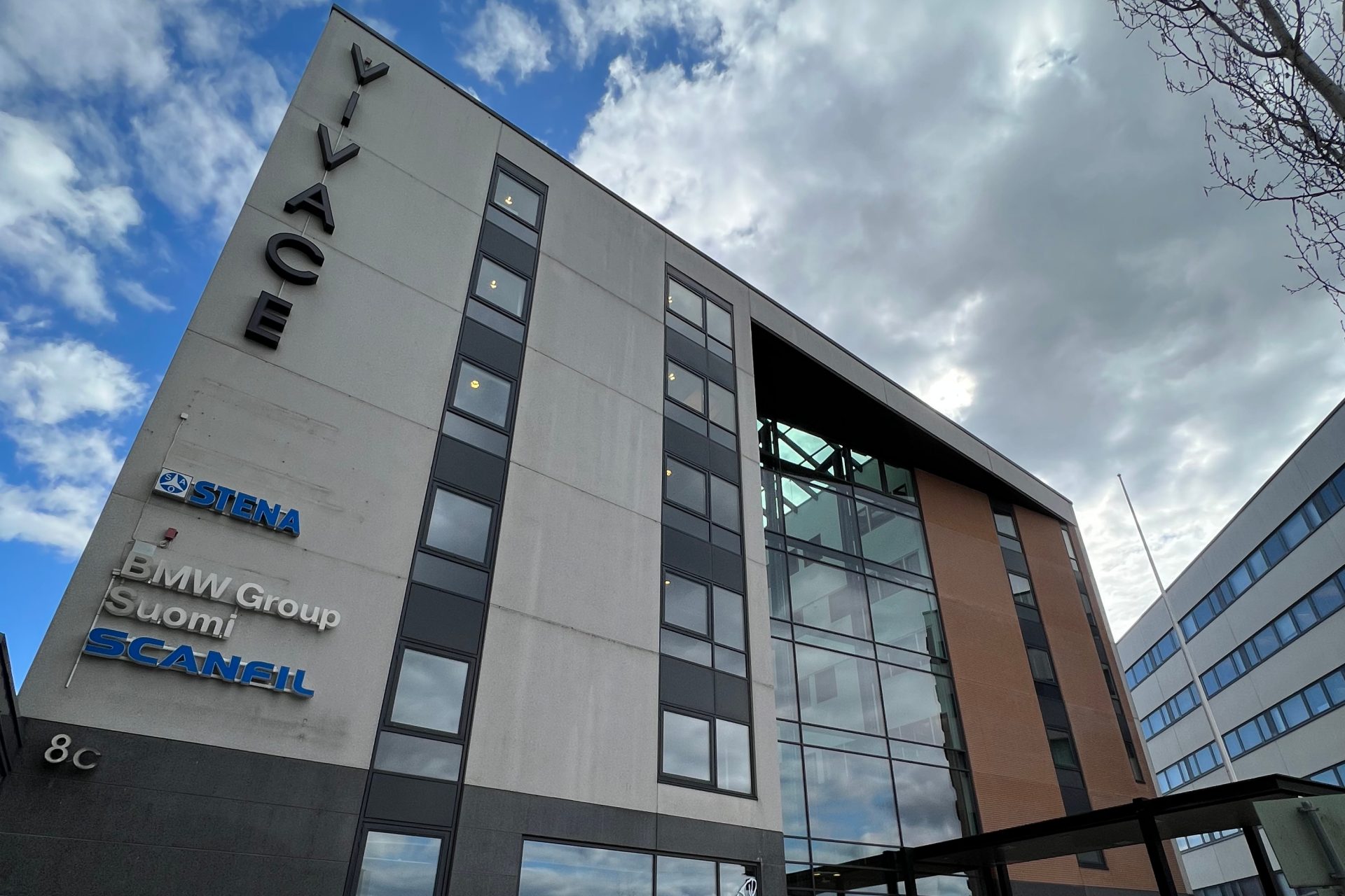 This picture shows the outside view of a BMW office in finland.