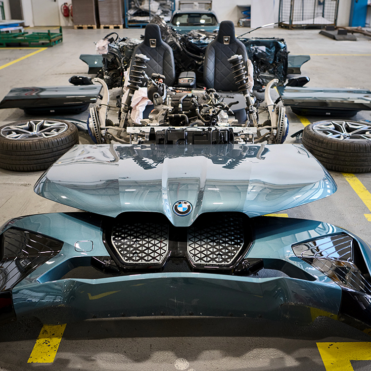 A deconstructed BMW car.