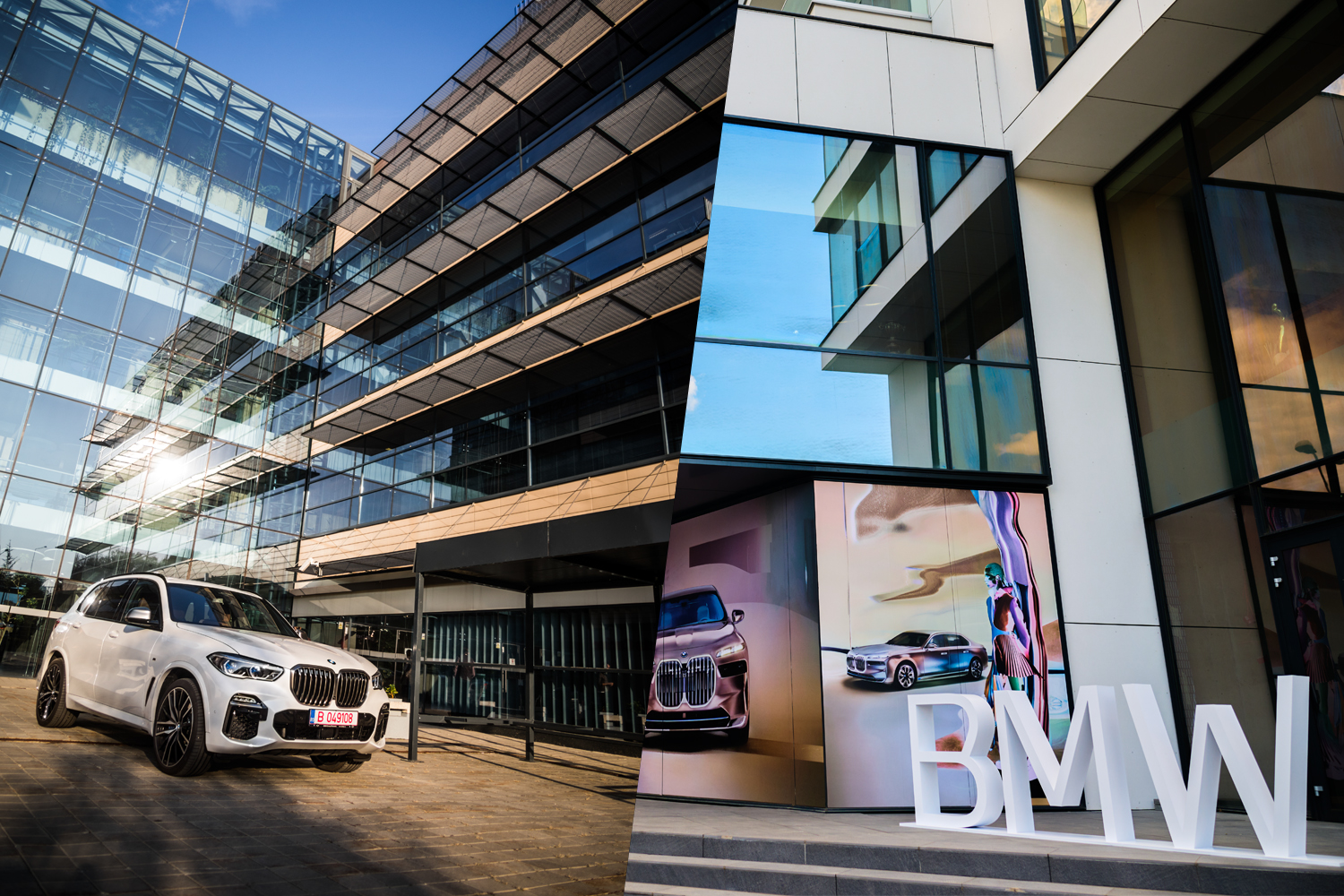 Two images of the BMW Group office in Bucharest