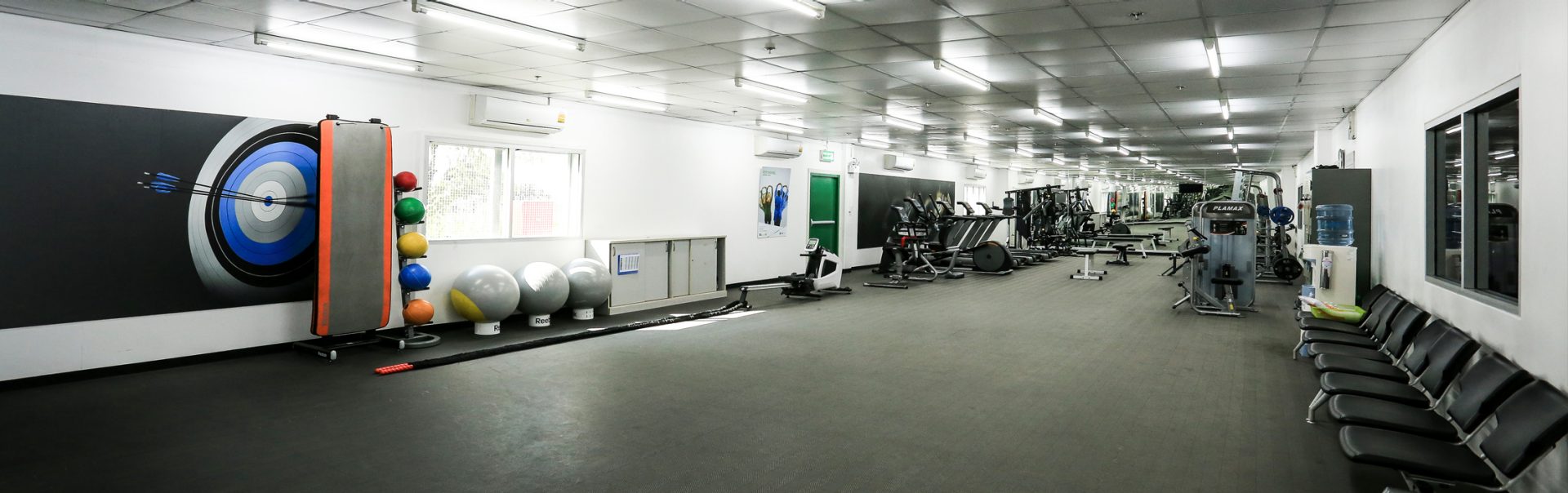 The picture shows a fitness room offered for the employees.