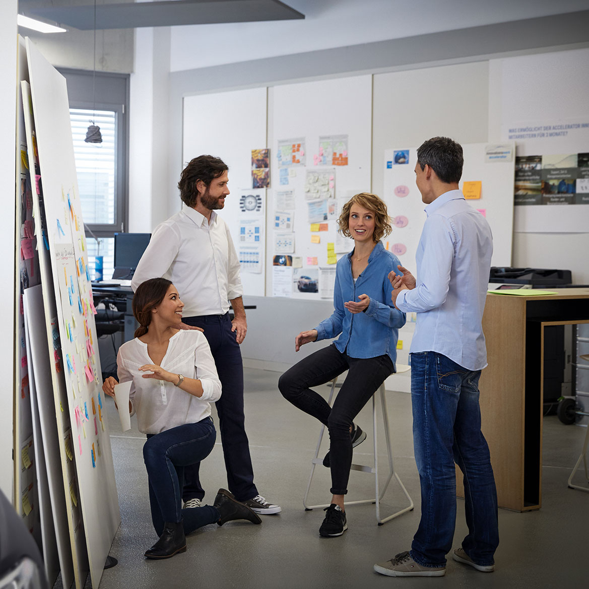 A group of colleagues are having a meeting