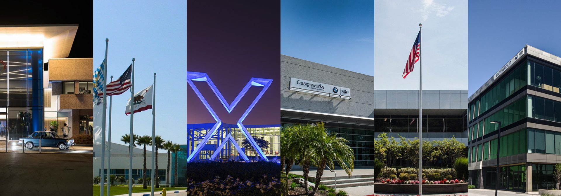 Collage featuring photos of several BMW Group US locations