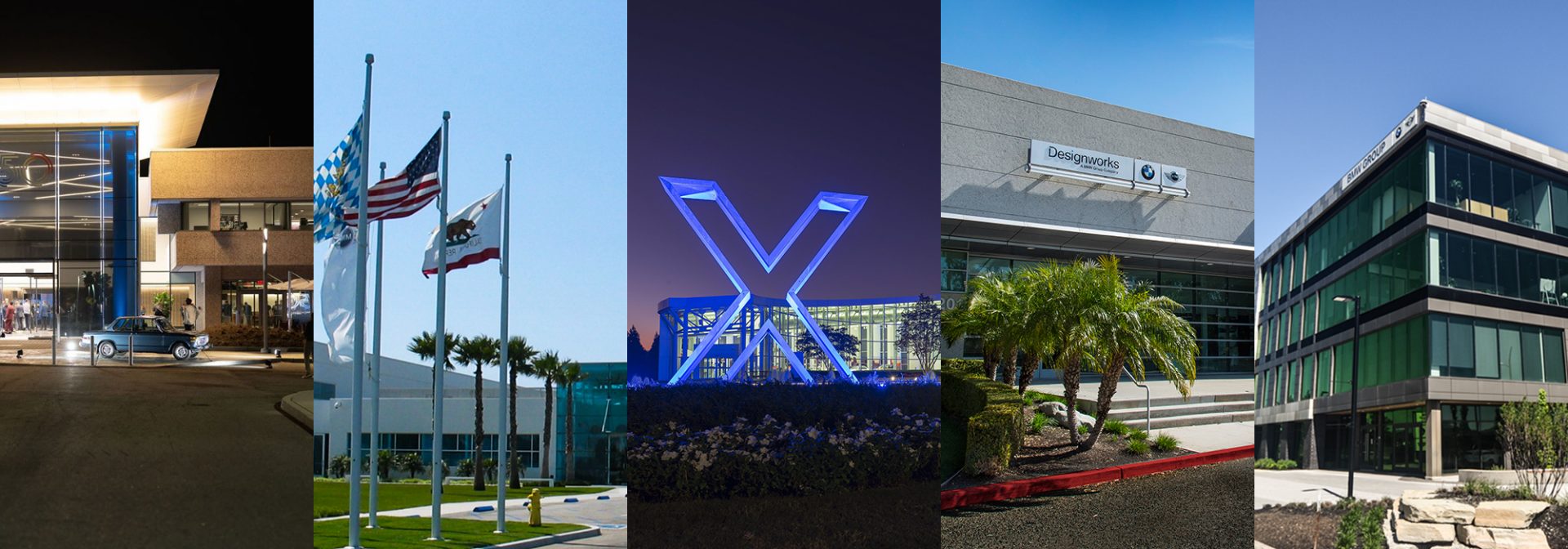 Collage featuring photos of several BMW Group US locations