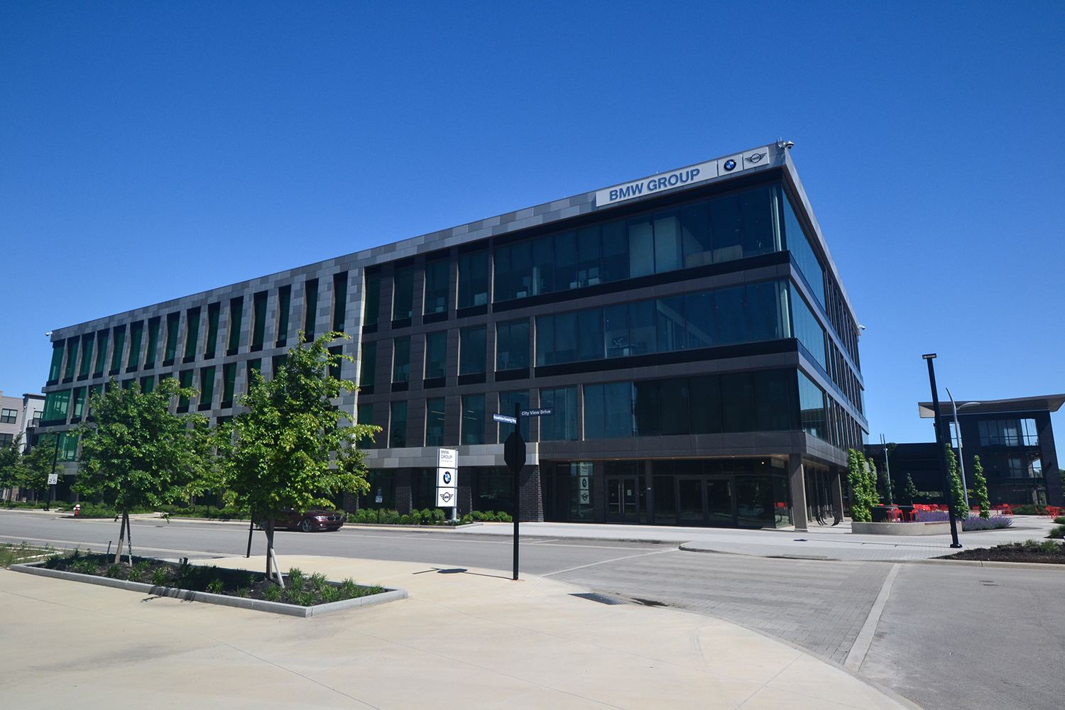 Outside image of the BMW Group office in Columbus