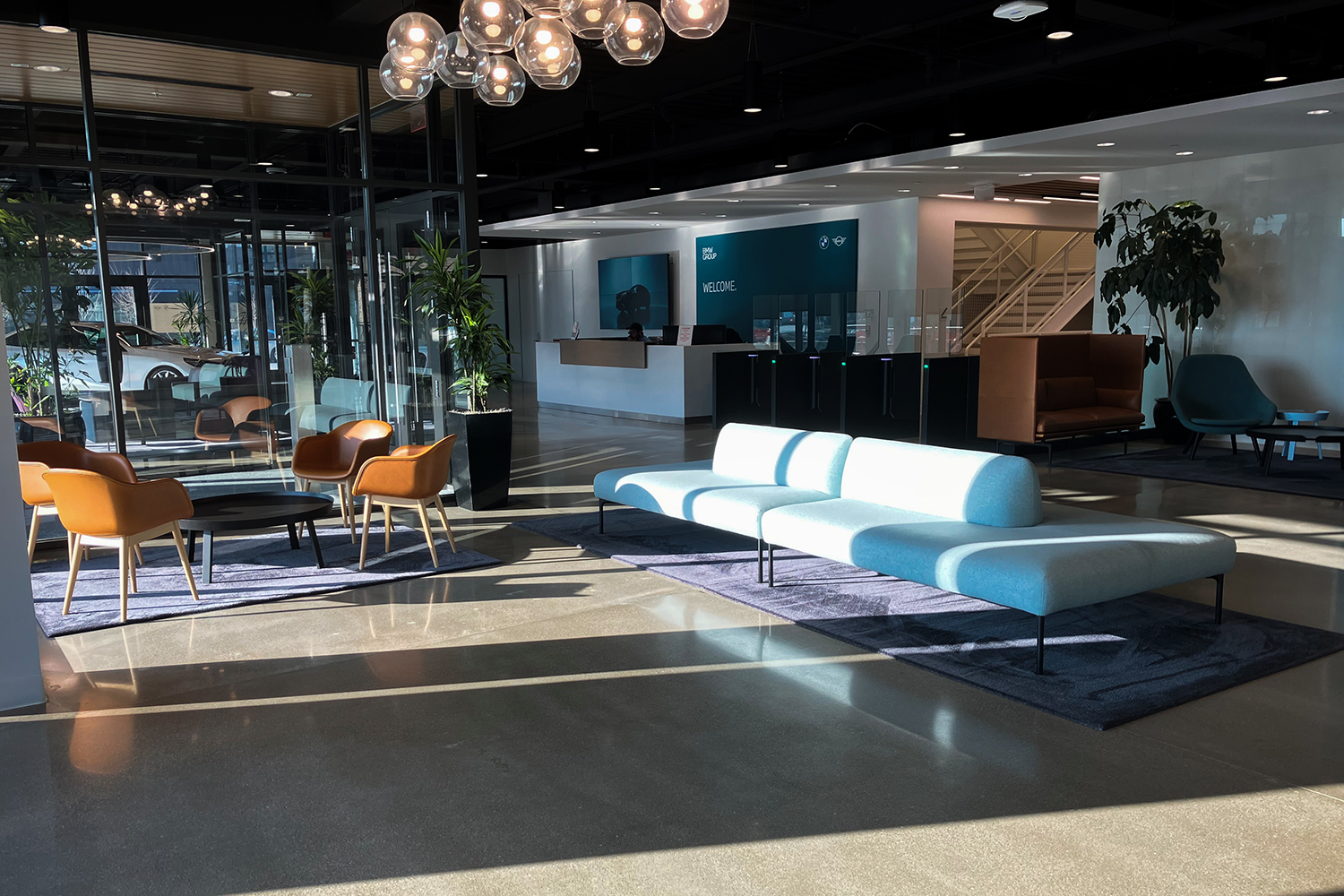 Lobby of the BMW Group office in Columbus.