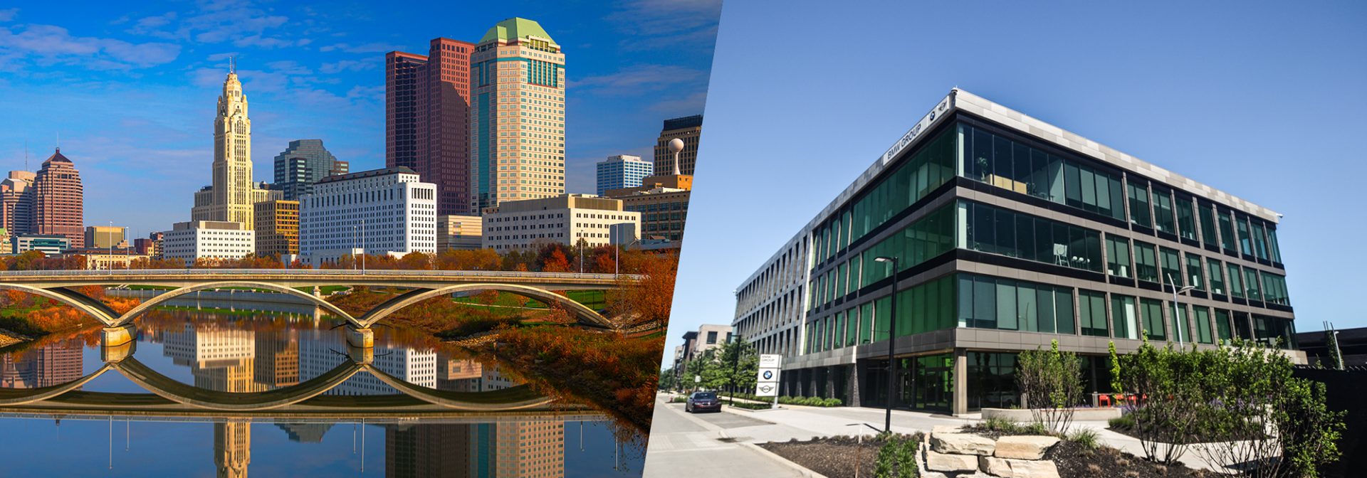 Outside image of the BMW Group office in Columbus