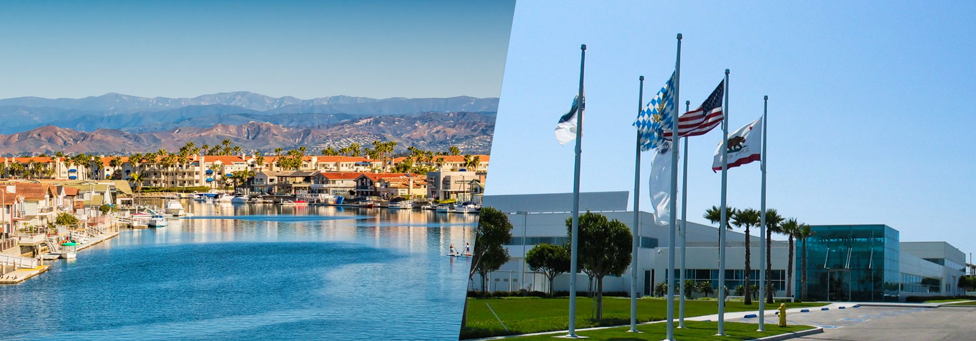 Aerial view of Oxnard and BMW Group building in Oxnard
