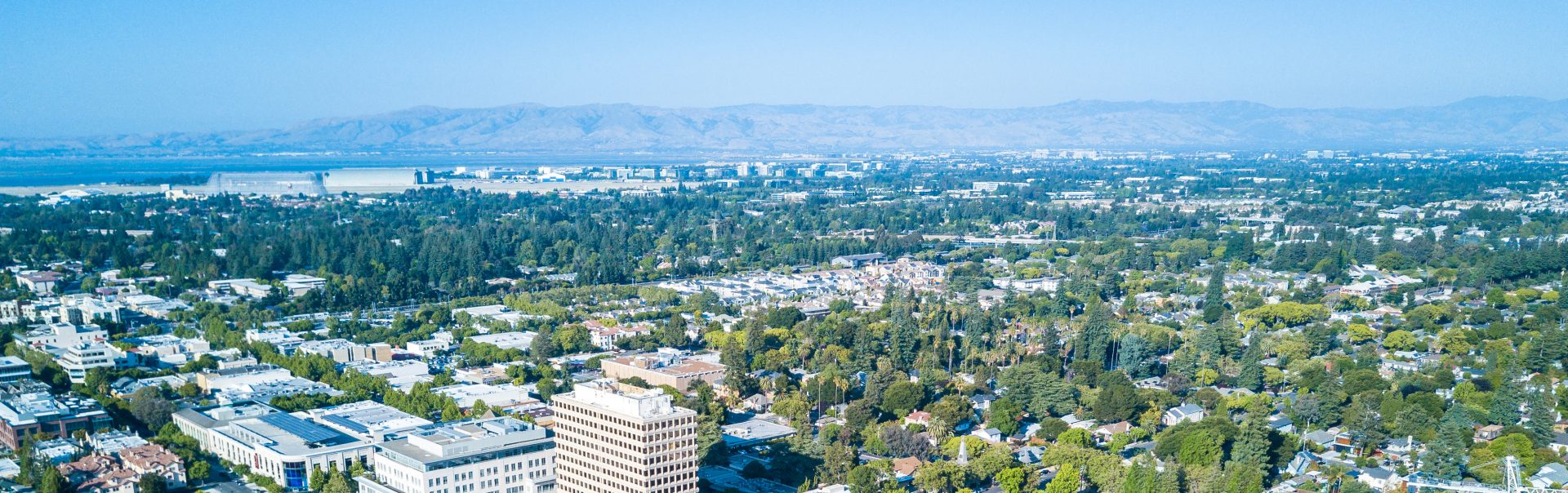 Drone view of  downtown Mountain View in California